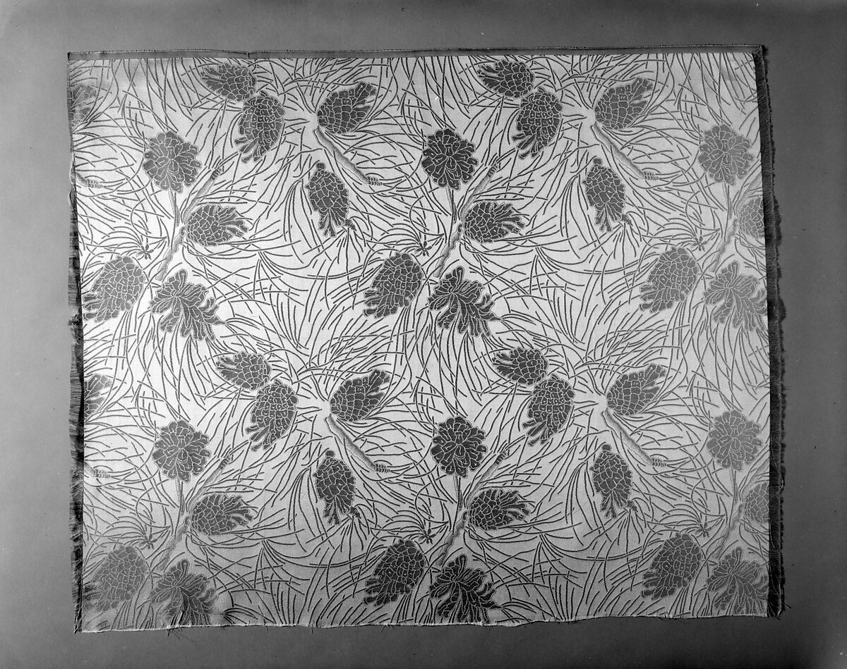 Pinecones-and-needles textile, Associated Artists (1883–1907), Silk, woven, American