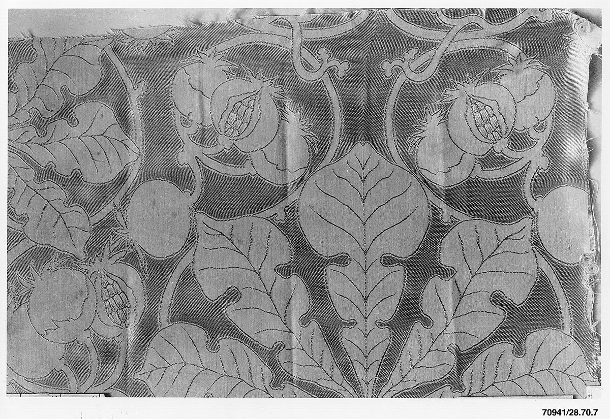 Pomegranate textile, Associated Artists (1883–1907), Silk and cotton, woven, American