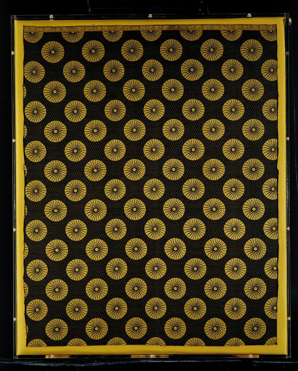 Conventionalized chrysanthemum textile, Silk, woven, American