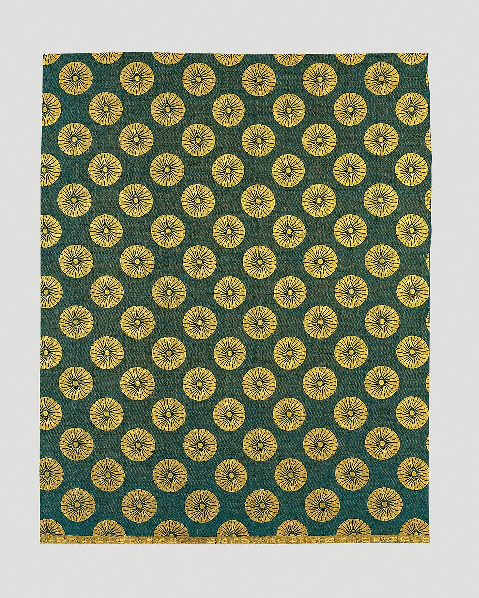 Conventionalized chrysanthemum textile, Silk, woven, American