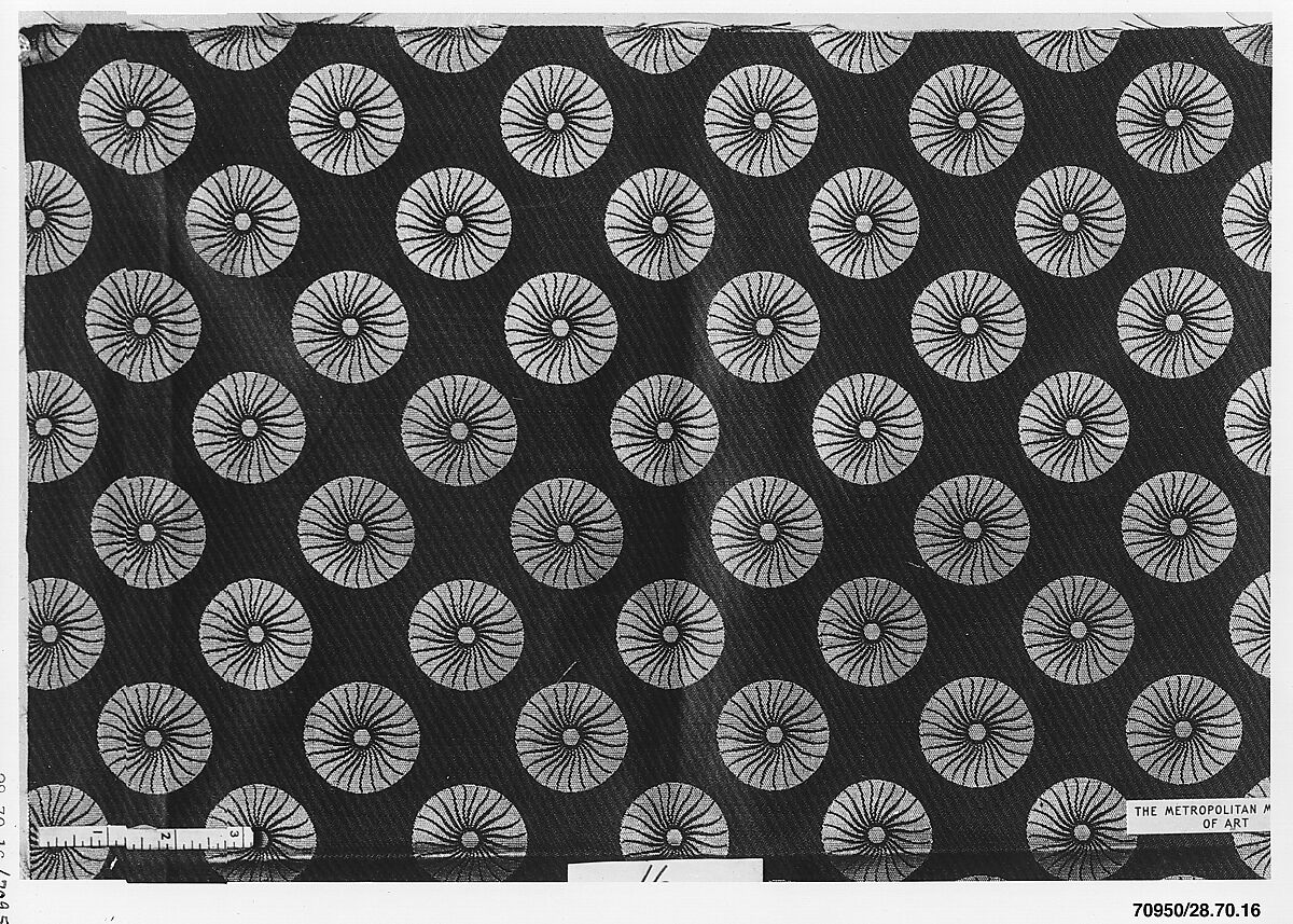 Conventionalized chrysanthemum textile, Silk, woven, American