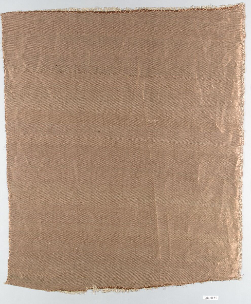 Copper metallic textile, Associated Artists (1883–1907), Silk and copper thread, woven, American 