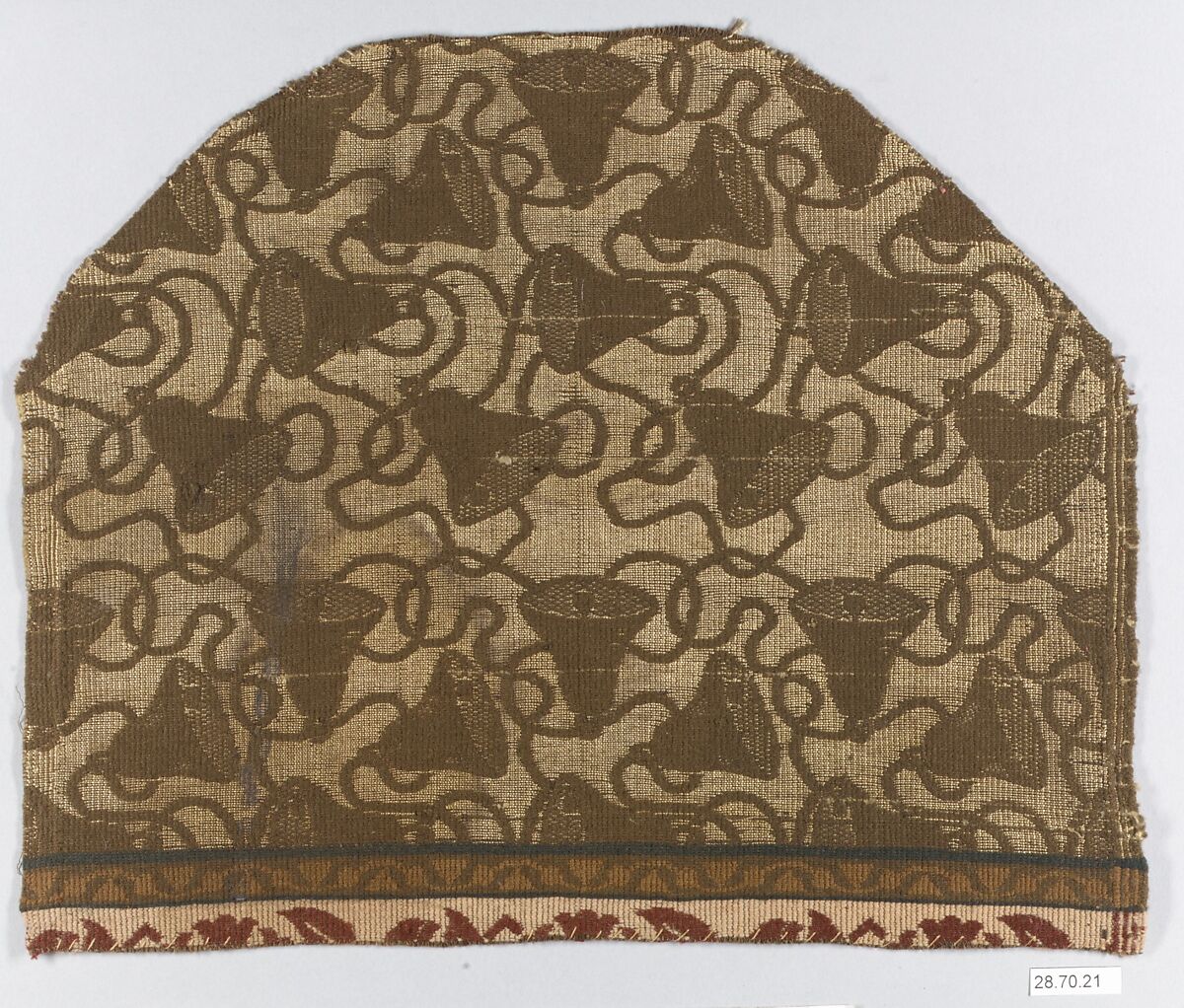 Bell-pattern textile, Ida F. Clark, Silk and wool, woven, American