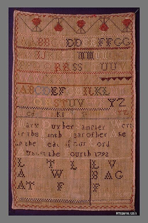 Embroidered Sampler, Mary Duyber (born 1783), Silk on linen, embroidered, American 