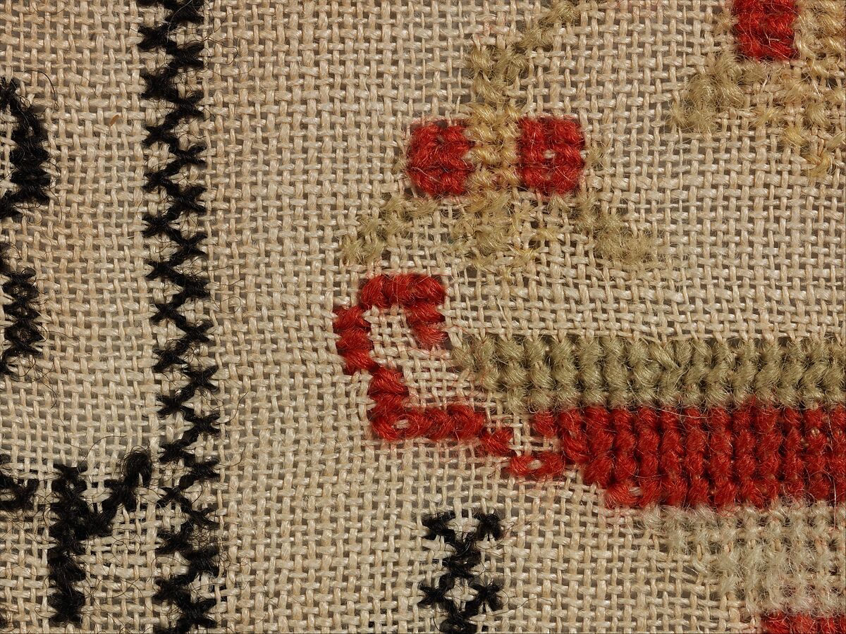 Embroidered Sampler, Barbara Landis (1816–1884), Wool on linen, embroidered, American