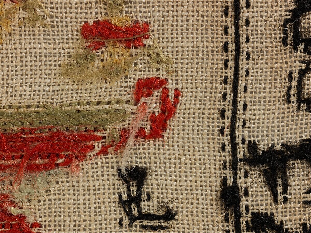Embroidered Sampler, Barbara Landis (1816–1884), Wool on linen, embroidered, American