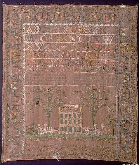 Embroidered sampler, Mary Parker (1792–1835), Silk and cotton on linen , embroidered, American 