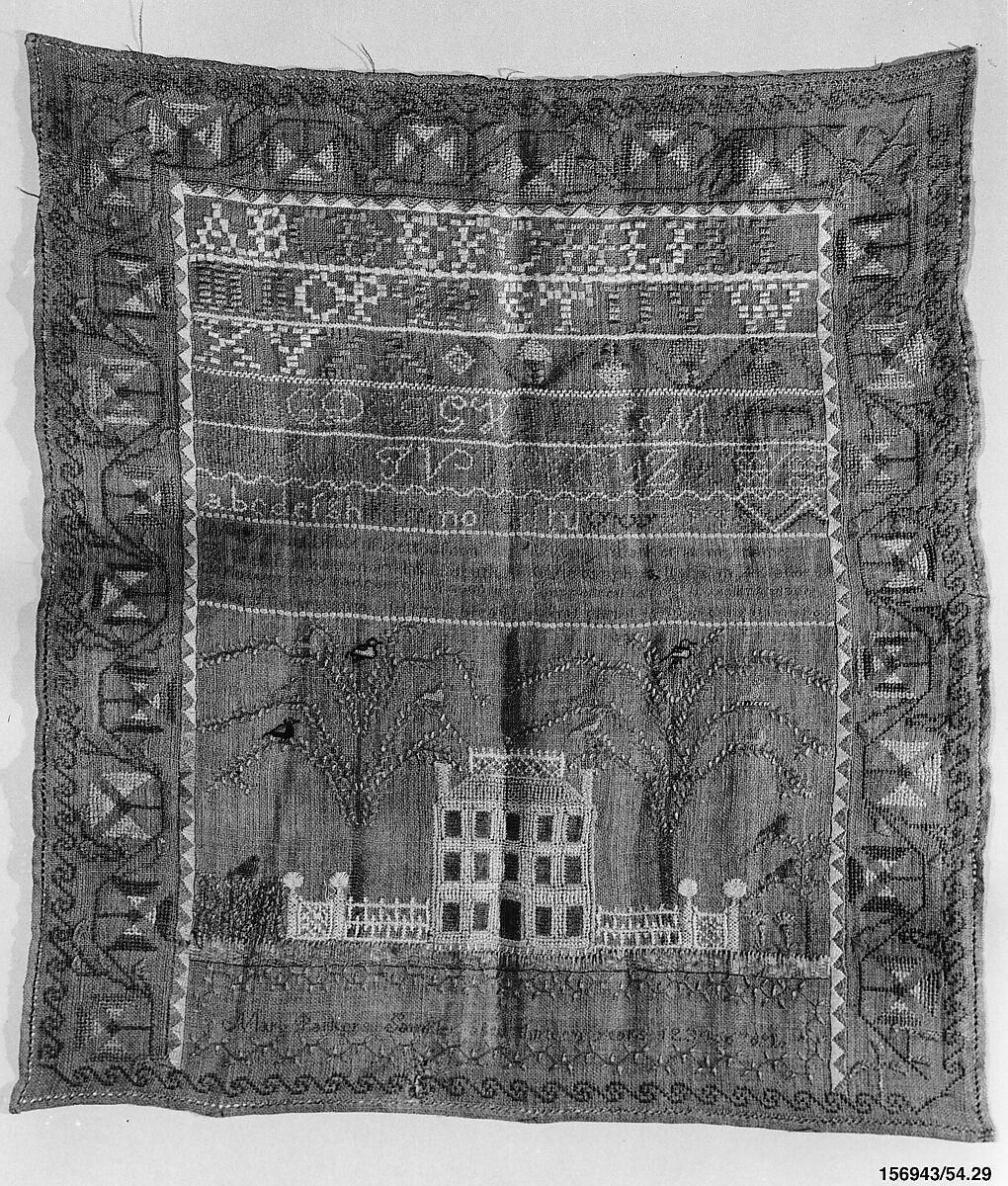 Sampler, Mary Parker (1792–1835), Silk and cotton on linen, embroidered, American