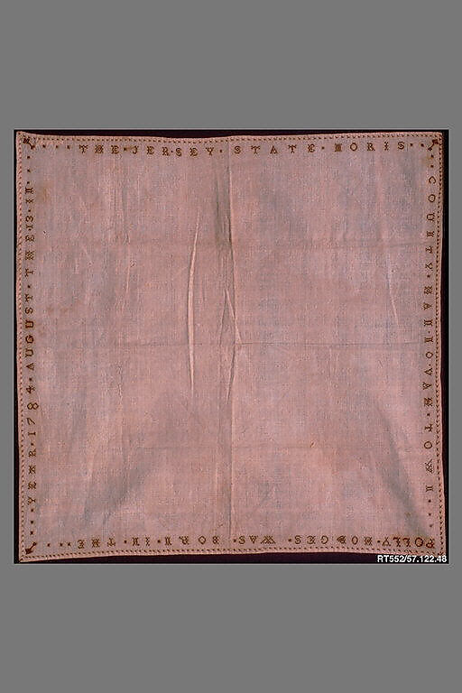 Embroidered sampler, Polly Hodges (born 1784), Silk on cotton, embroidered, American 