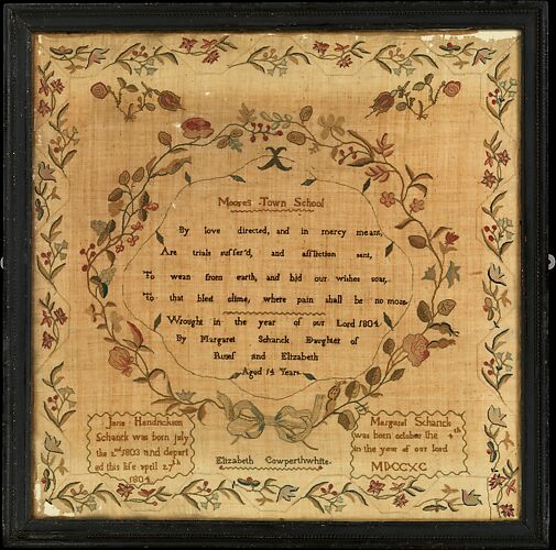 Sampler made at the Moorestown Friends School