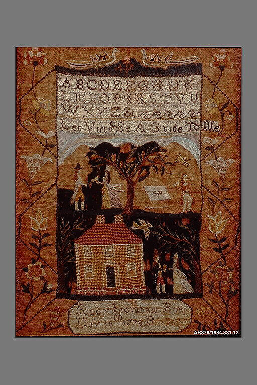 Embroidered Sampler, Margaret (Peggy) Ingraham (1778–1818), Silk embroidery on linen, American 