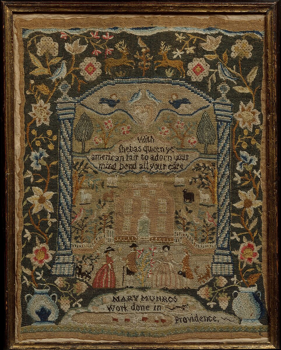 Sampler, Mary Munro (American, 1775–1815), Silk embroidery on linen, American 