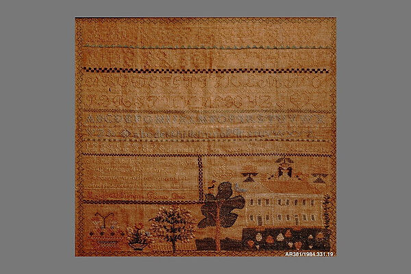 Embroidered Sampler, Jenette A. Reynolds (born ca. 1829), Embroidered silk on linen, American 