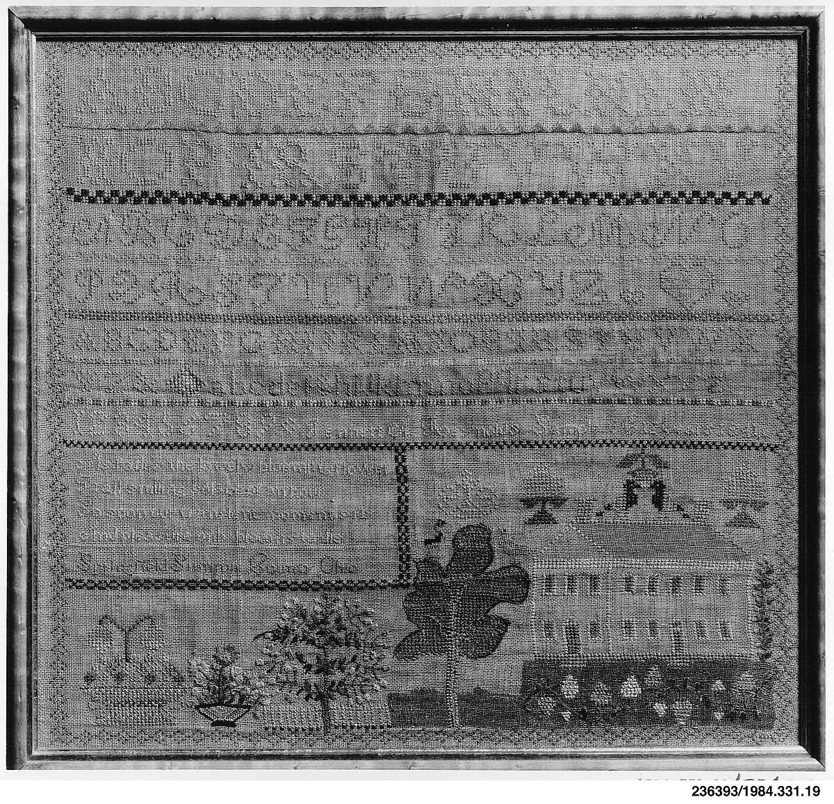 Embroidered Sampler, Jenette A. Reynolds (born ca. 1829), Embroidered silk on linen, American