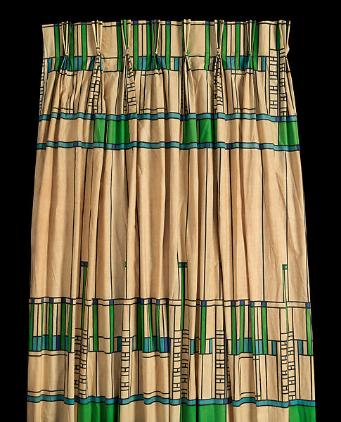 Curtain, Designed by Frank Lloyd Wright (American, Richland Center, Wisconsin 1867–1959 Phoenix, Arizona), Cotton, printed, American