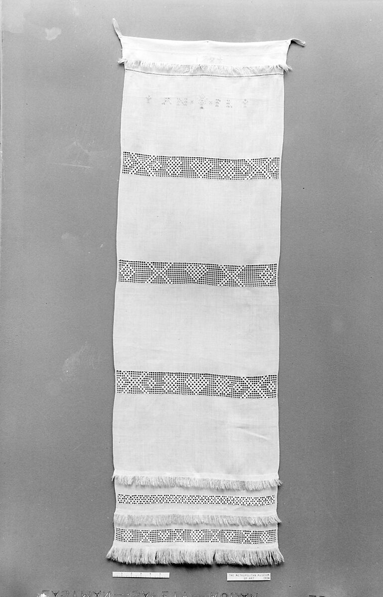 Show Towel, Linen embroidered with silk, American
