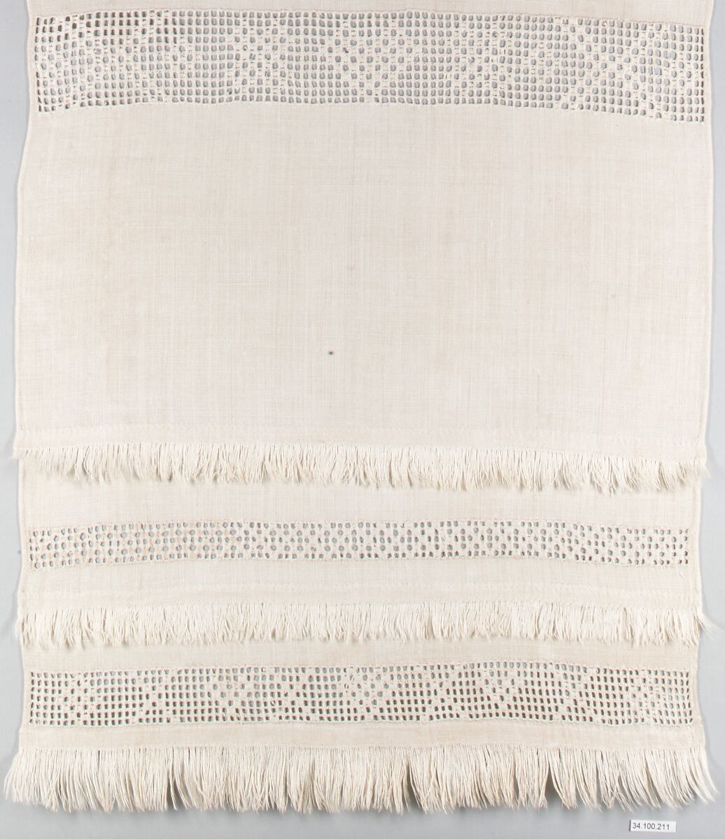 Show Towel, Linen embroidered with silk, American