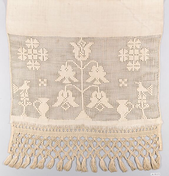 Show Towel, Susanna Martin, Linen embroidered with cotton (?), American 