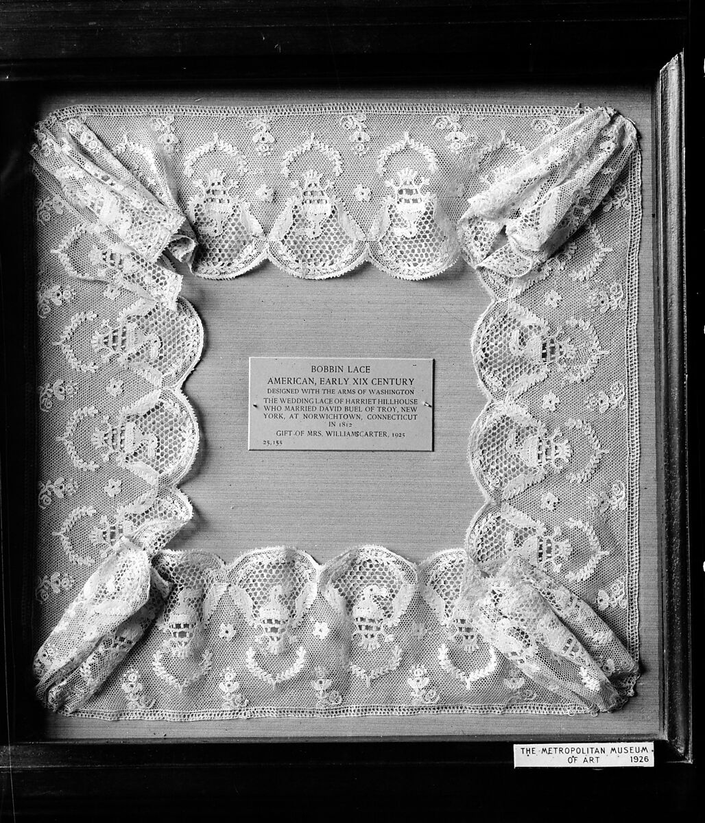 Bobbin Lace Sample, Linen (?), bobbin lace, American