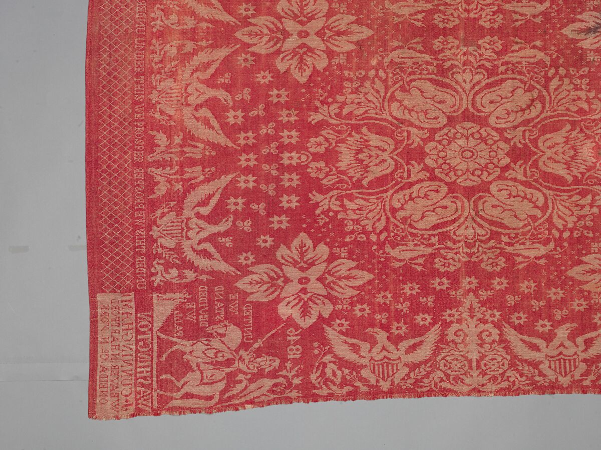 Tablecover, J. Cunningham (born 1793), Cotton (?) and wool, woven, American