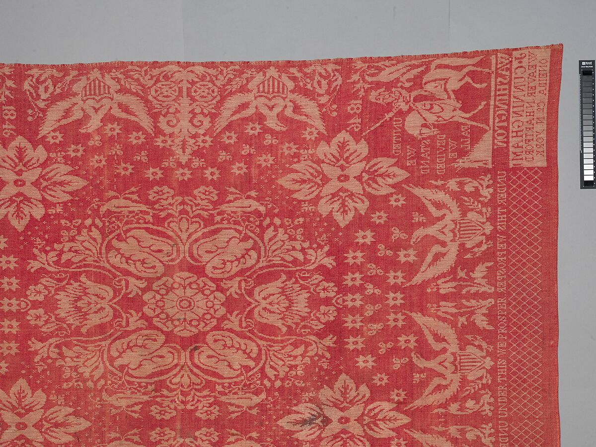 Tablecover, J. Cunningham (born 1793), Cotton (?) and wool, woven, American