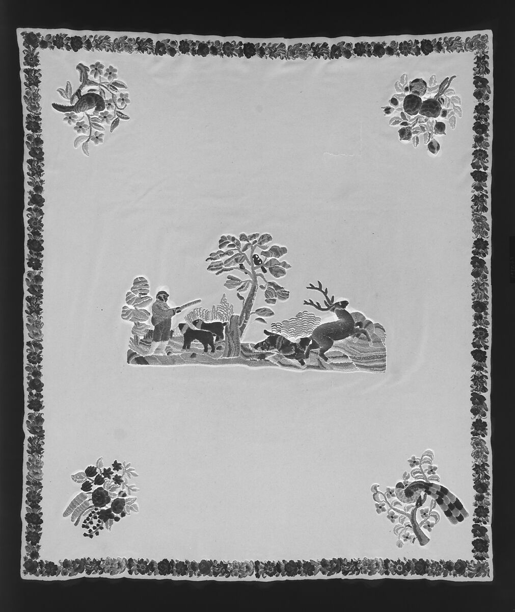 Embroidered Tablecover, Wool, embroidered, American