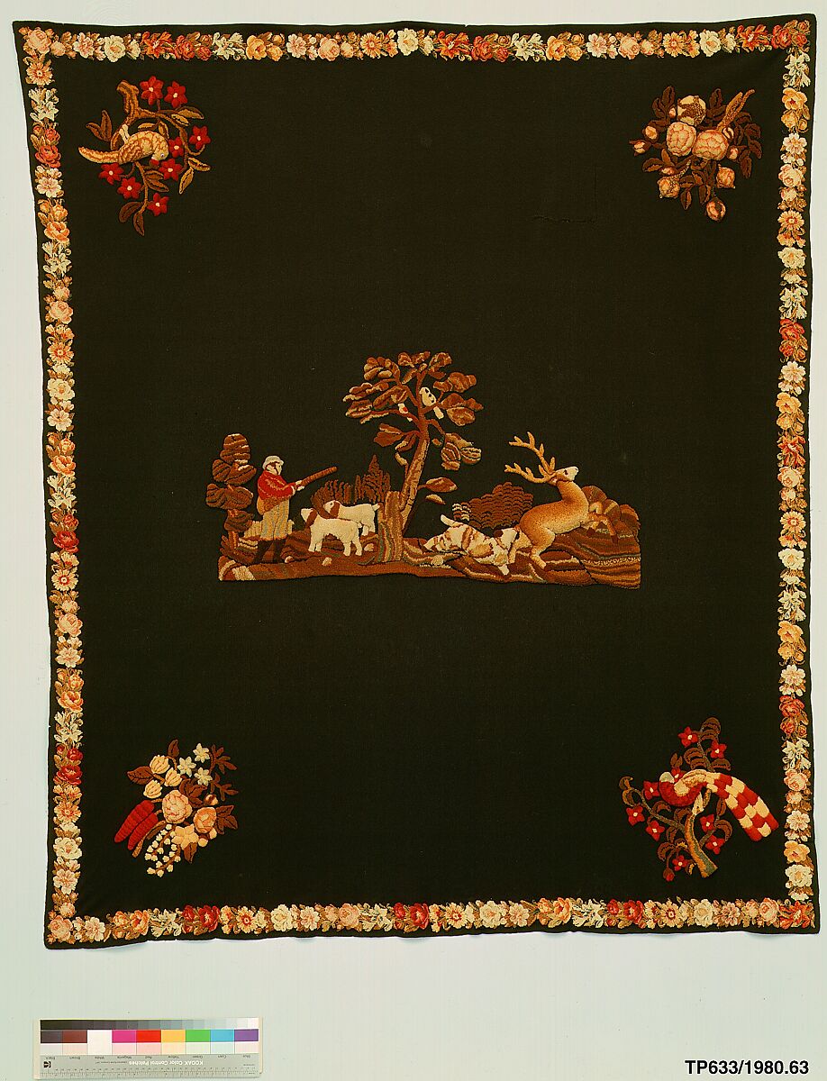 Embroidered Tablecover, Wool, embroidered, American 