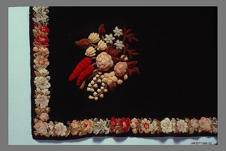 Embroidered Tablecover, Wool, embroidered, American