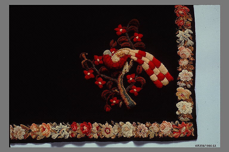 Embroidered Tablecover, Wool, embroidered, American