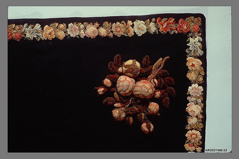 Embroidered Tablecover, Wool, embroidered, American