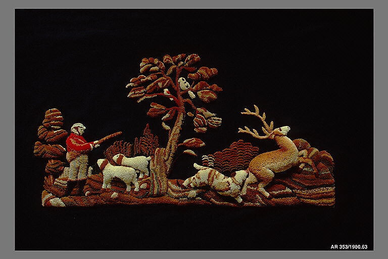 Embroidered Tablecover, Wool, embroidered, American