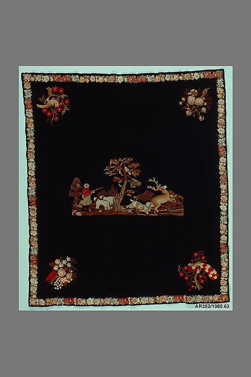 Embroidered Tablecover, Wool, embroidered, American