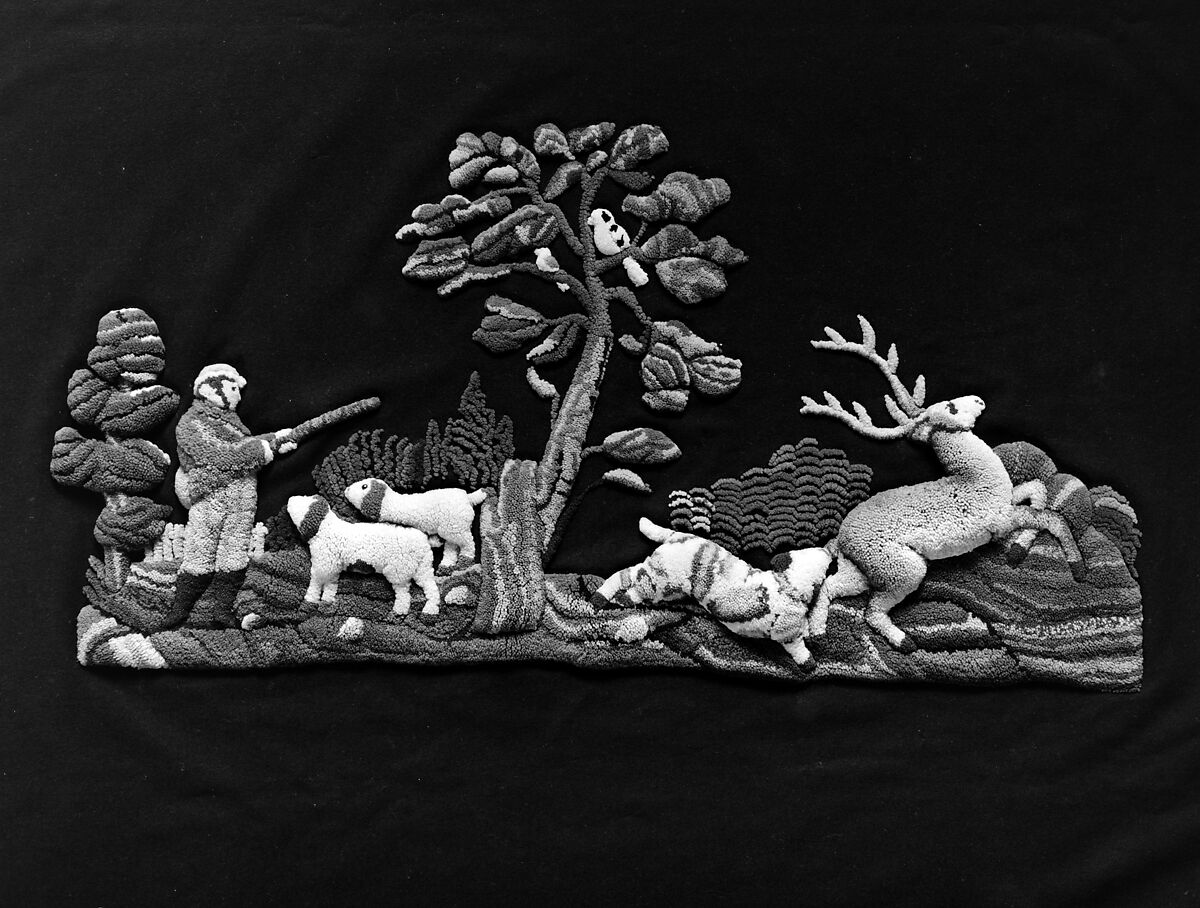 Embroidered Tablecover, Wool, embroidered, American