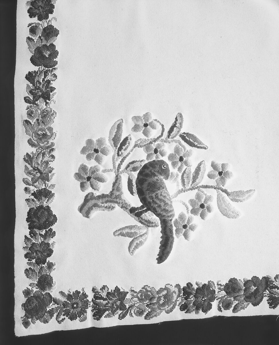 Embroidered Tablecover, Wool, embroidered, American