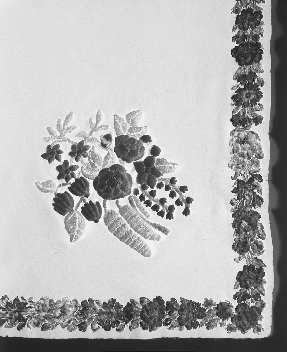Embroidered Tablecover, Wool, embroidered, American