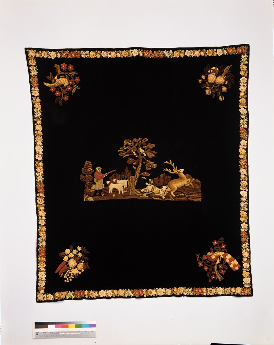 Embroidered Tablecover, Wool, embroidered, American