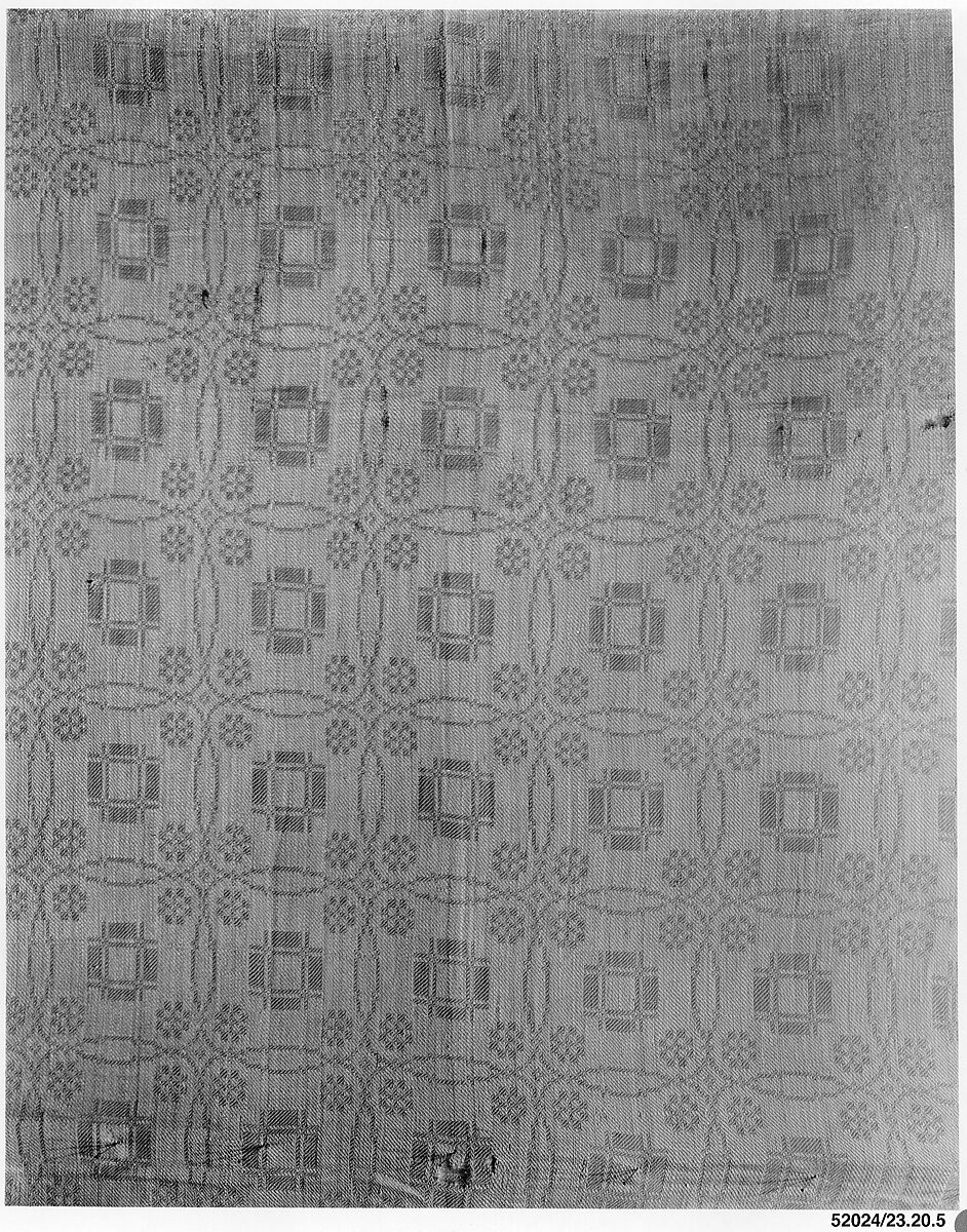 Tablecover, Probably Jane Simonton Chapman (born 1794), Linen, woven, American 