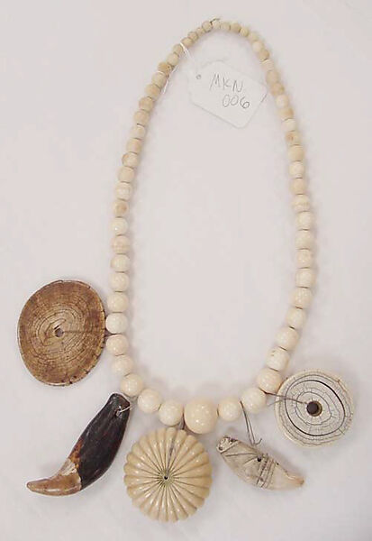 Necklace, ivory, cotton, Japanese 