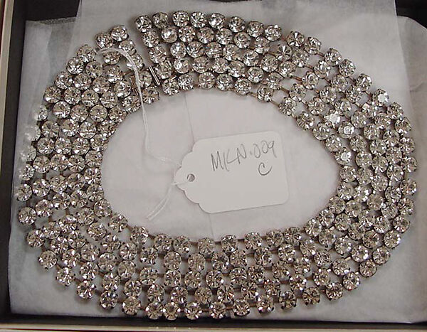 Jewelry set, rhinestone, metal, silver, American