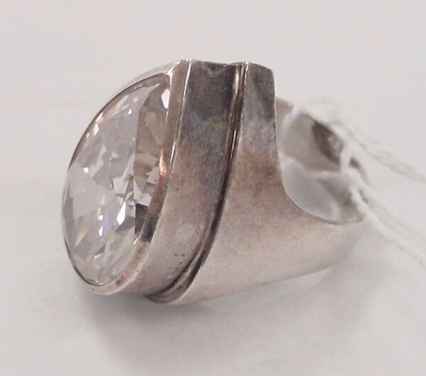 Ring, cubic zirconium, metal, American 