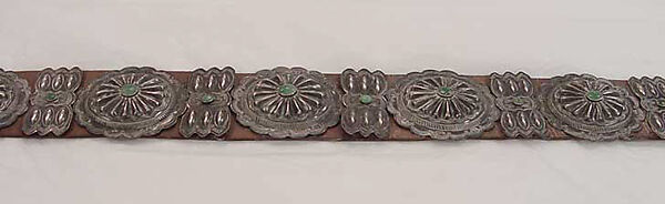 Belt, silver, turquoise, leather, Indigenous American (Navajo peoples)