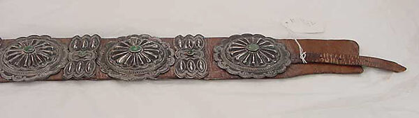 Belt, silver, turquoise, leather, Indigenous American (Navajo peoples)
