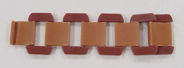 Bracelet, plastic (Bakelite), metal, American 