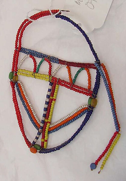 Earrings, metal, glass, African (Maasai peoples)