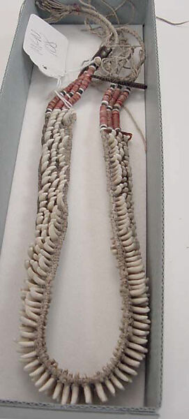 Necklace, teeth, bone, cotton, coral, Oceanic 