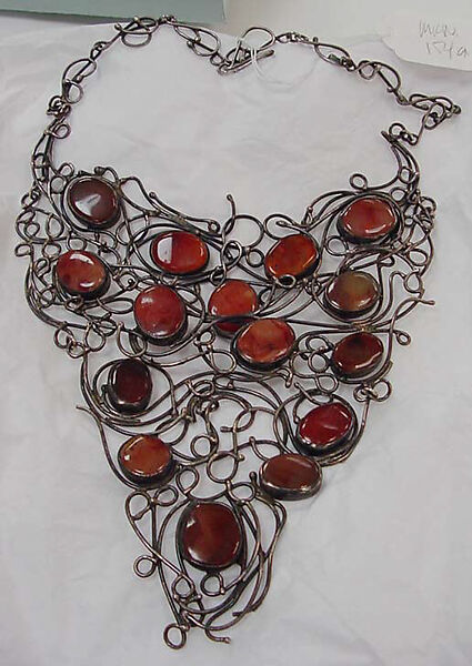 Jewelry set, metal, carnelian, stone, Israeli