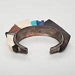 Bracelet, Charles Loloma (1921–1991), silver, turquoise,lapis, wood (ironwood), walrus tusk, Indigenous American (Hopi)