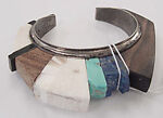Bracelet, Charles Loloma (1921–1991), silver, turquoise,lapis, wood (ironwood), walrus tusk, Indigenous American (Hopi)