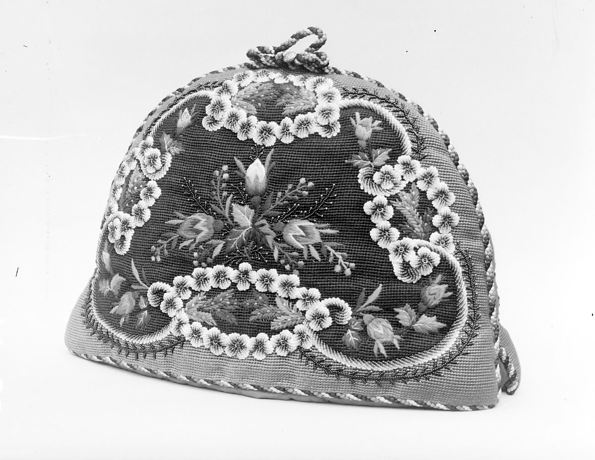 Tea Cozy, Canvas embroidered with wool, silk thread, and beads, American or British 