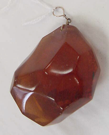 Pendant, amber, metal, American or European 